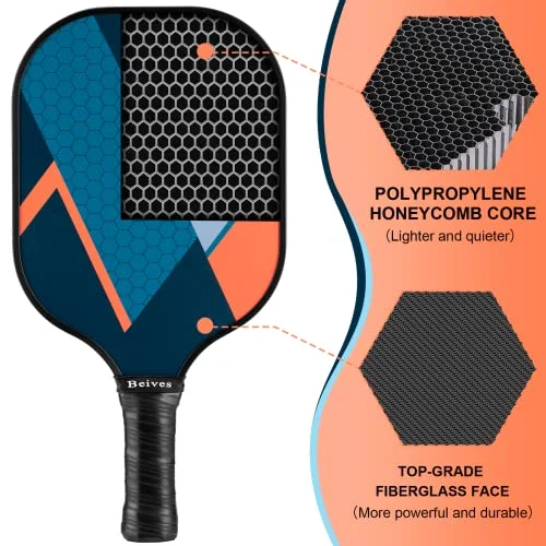 BEIVES Pickleball Paddles, USAPA Fiberglass Pickleball Paddles Set of 4, Pickleball Set with 4 Pickleball Rackets, Including 4 Pickleballs & 1 Carry Bag, Pickle Ball Paddles Set for Men, Women — view 2